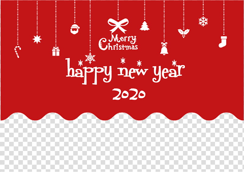 happy new year 2020 Christmas, Christmas , Text, Red, Rectangle transparent background PNG clipart