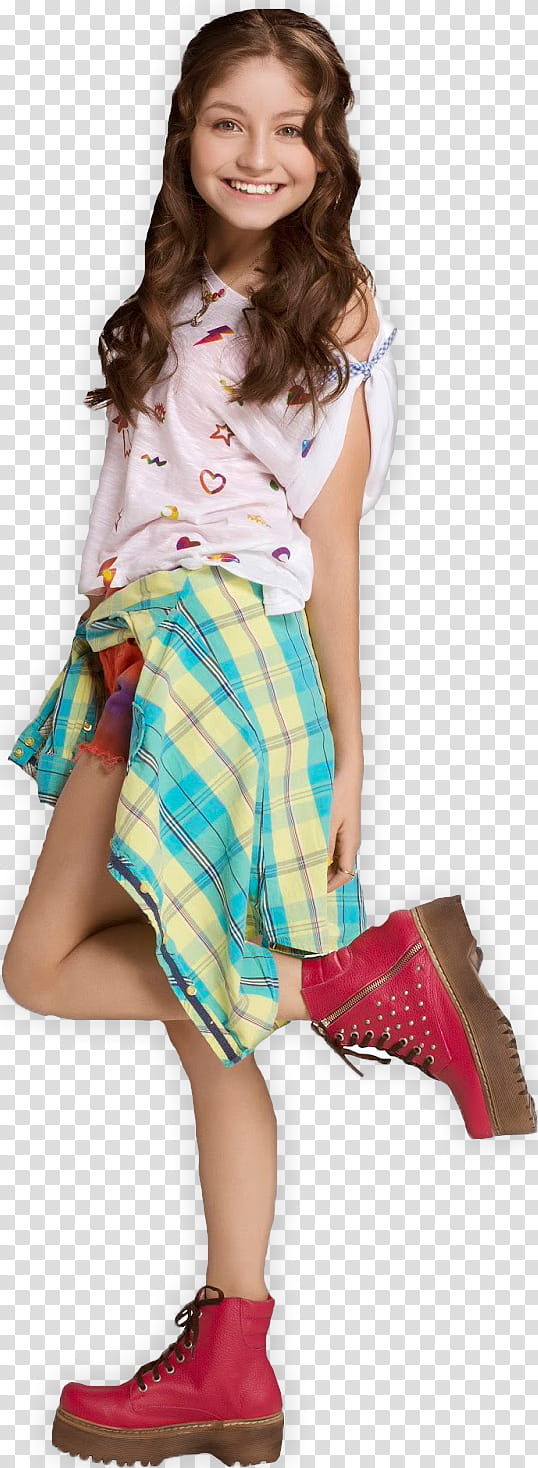 Karol Sevilla Soy Luna, woman in white shirt and pink boots transparent background PNG clipart