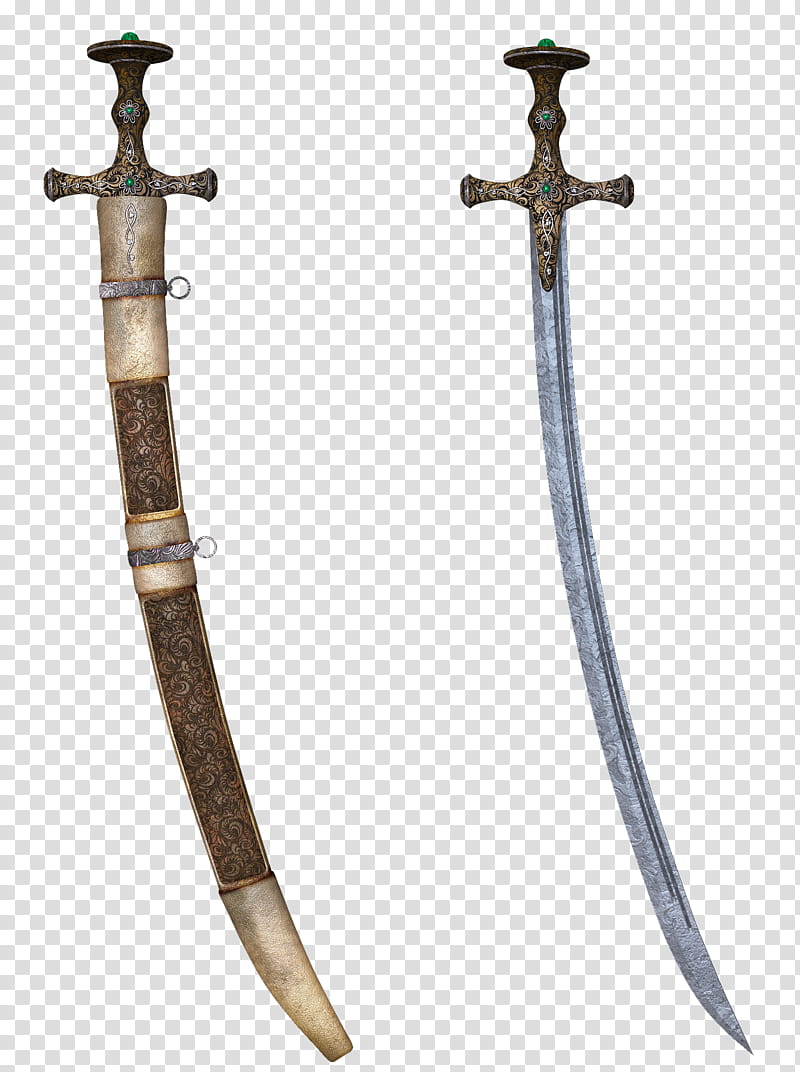 UNRESTRICTED Sword with Scabbard, two gray handled sabers with case illustration transparent background PNG clipart