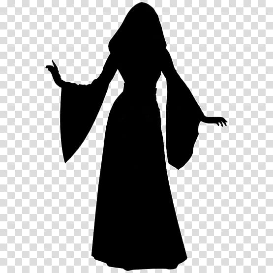 Robe Standing, Character, Silhouette, Shoulder, Black M, Blackandwhite, Dress, Abaya transparent background PNG clipart