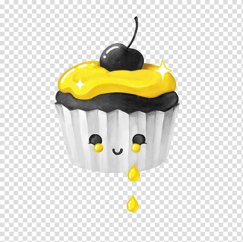 Yellow , yellow and black cup cake transparent background PNG clipart