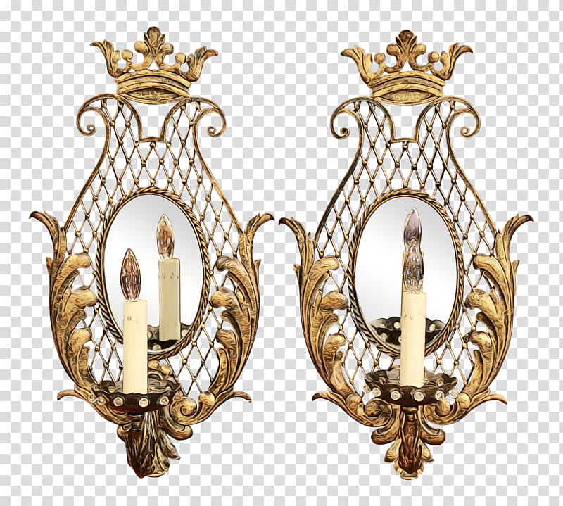 Metal, Sconce, Light, Brass, Light Fixture, Candle, Bronze, Mirror transparent background PNG clipart