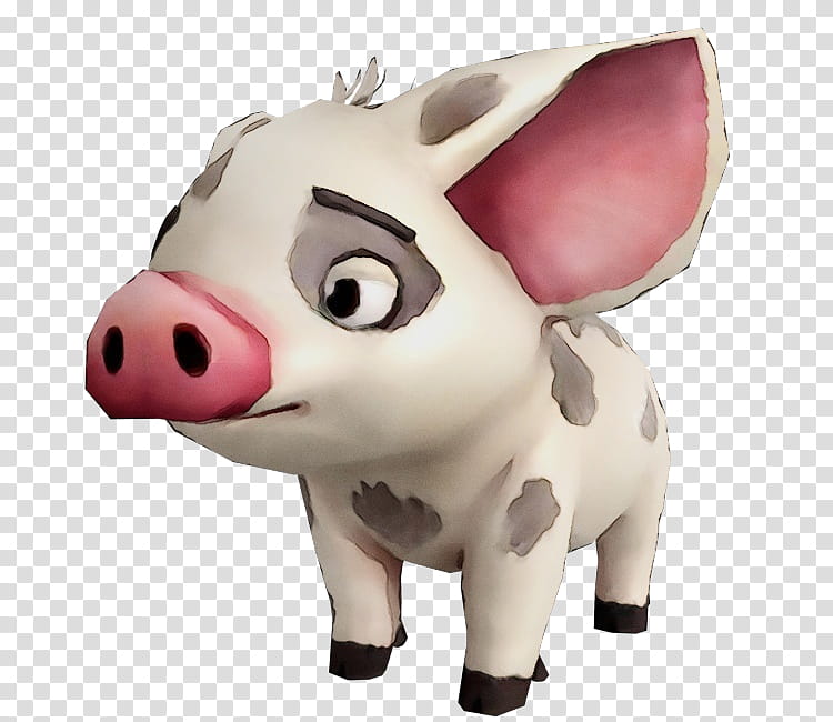 Pig, Cattle, Snout, Figurine, Animal Figure, Suidae, Toy, Pink transparent background PNG clipart
