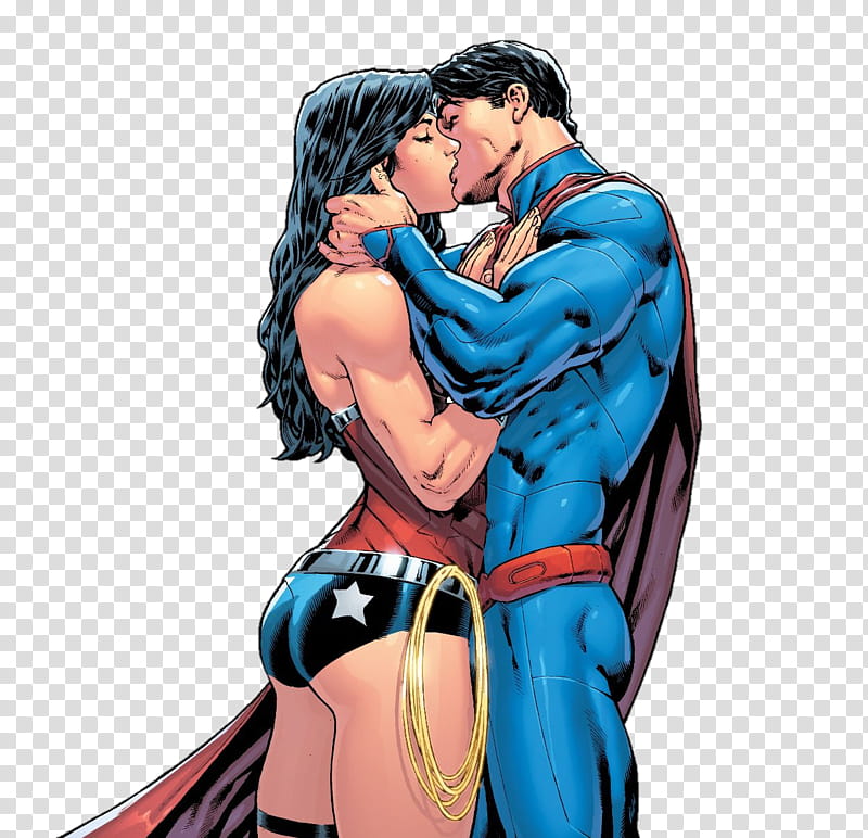 New  superman and wonder woman kissing transparent background PNG clipart