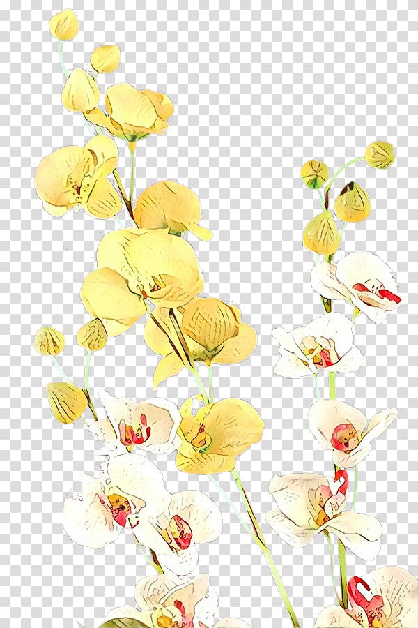 Artificial flower, Cartoon, Yellow, Cut Flowers, Plant, Petal, Branch, Moth Orchid transparent background PNG clipart