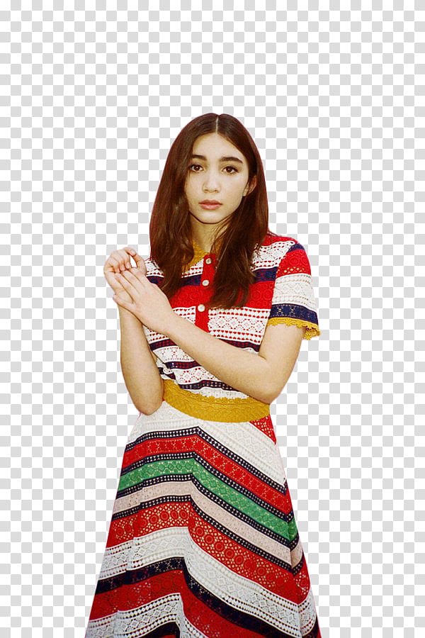 Rowan Blanchard, woman wearing white and red striped sleeved dress transparent background PNG clipart