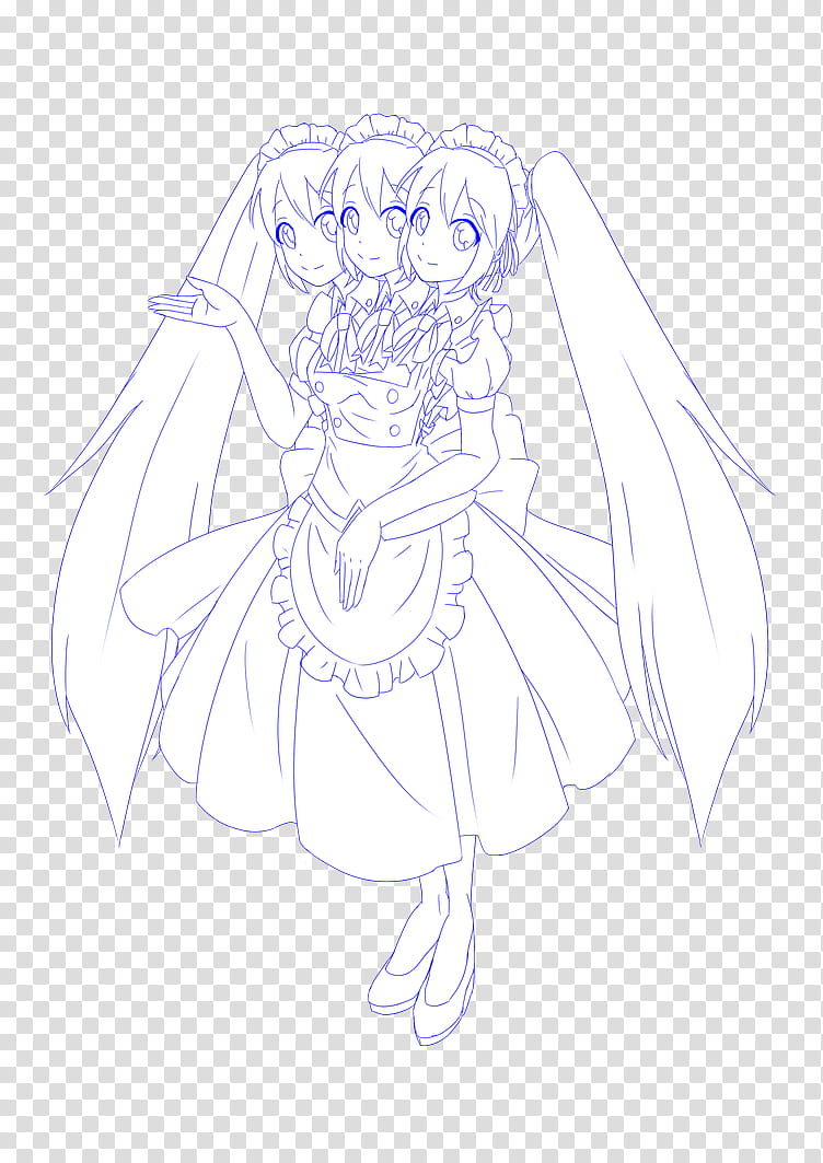 Three Headed Miku As A Maid, Redraw transparent background PNG clipart