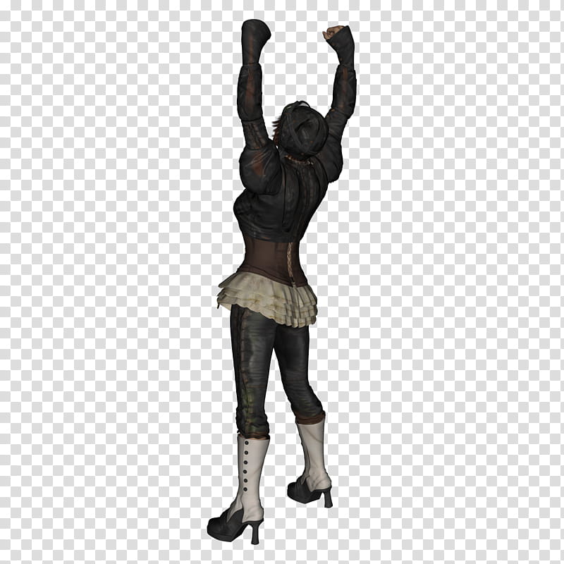 D Aviator , woman wearing corset and heeled boots lifting hands transparent background PNG clipart