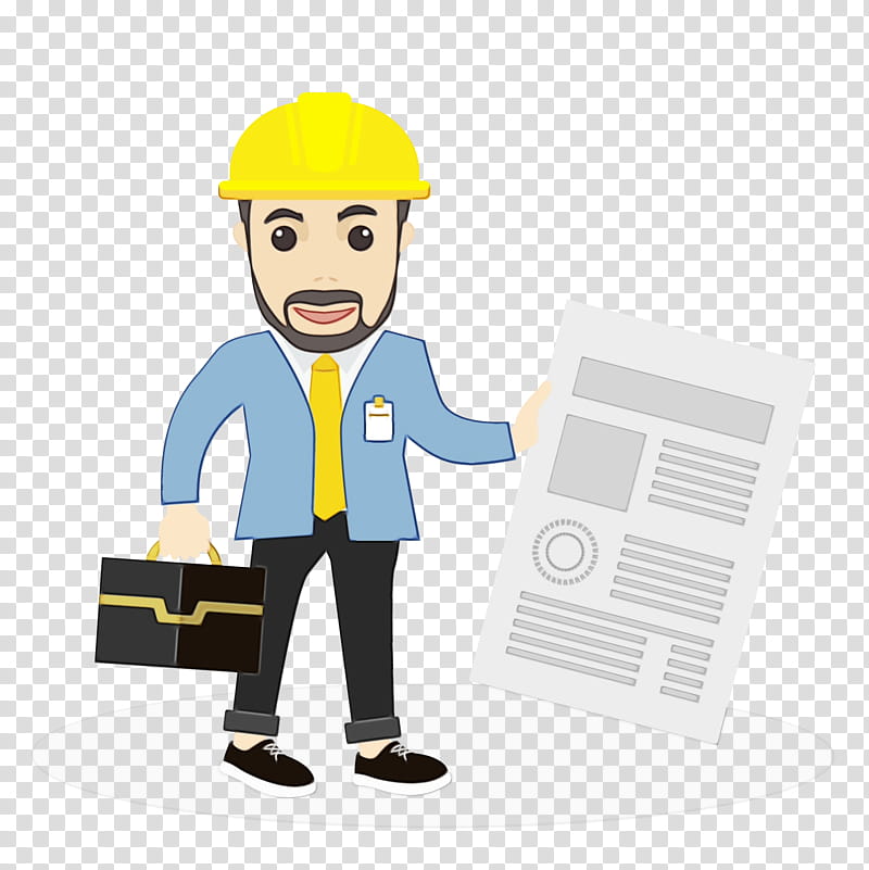 cartoon construction worker job employment package delivery, Watercolor, Paint, Wet Ink, Cartoon, Whitecollar Worker, Engineer, Business transparent background PNG clipart