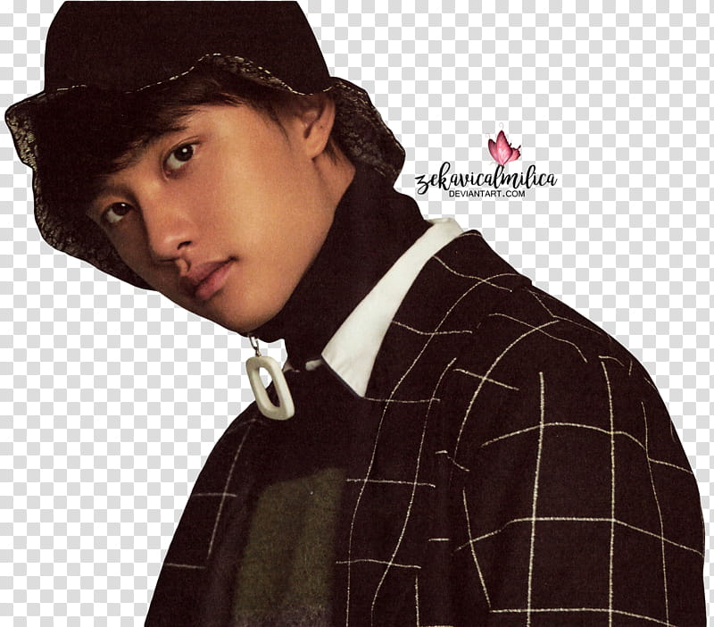 EXO D O  Season Greetings, man wearing black bucket hat and black blazer transparent background PNG clipart