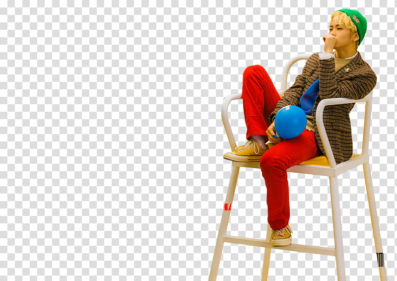 MARK NCT DREAM , man sitting holding blue balloon transparent background PNG clipart