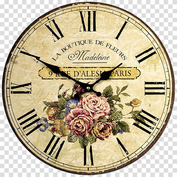 brown and pink floral analog clock transparent background PNG clipart