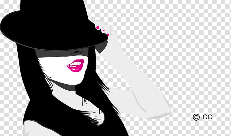 LipGloss, woman in black hat transparent background PNG clipart