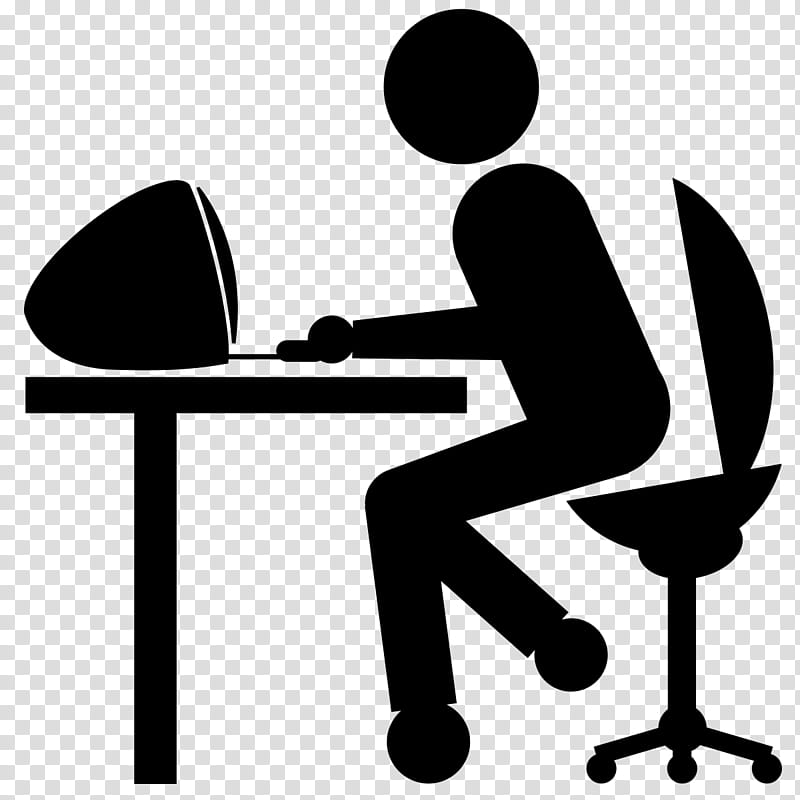 Person Logo, Computer, Like Button, Office Chair, Sitting, Furniture, Line, Conversation transparent background PNG clipart