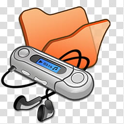 Refresh CL Icons , folder_orange_mymusic, illustration of gray MP player transparent background PNG clipart