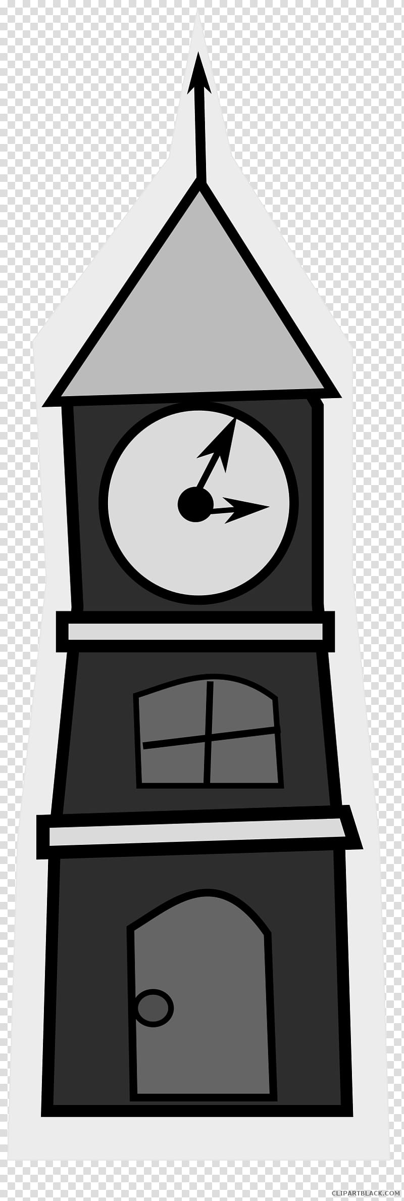 Clock, Big Ben, Tower, Clock Tower, Silhouette, Cartoon, Black And White
, Angle transparent background PNG clipart