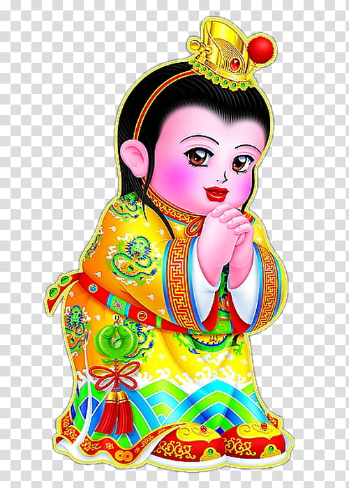 Chinese New Year, Bainian, New Year , Wawa, Festival, Film, Fuwa, Woman transparent background PNG clipart