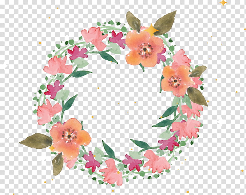 Watercolor Flower Wreath, Floral Design, Crown, Garland, Pink, Rose, Watercolor Painting, Laurel Wreath transparent background PNG clipart