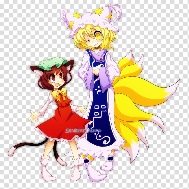 Touhou: Ran and Chen, two characters illustration transparent background PNG clipart