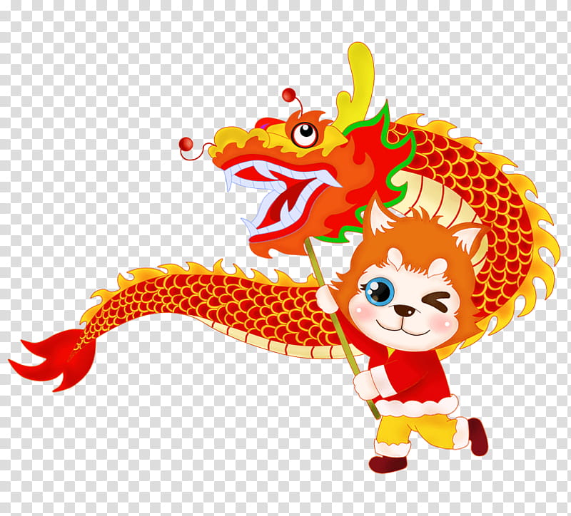 Chinese New Year Lion Dance, Dragon Dance, China, Chinese Dragon, Performance, Cartoon, Animation, Japanese Cartoon transparent background PNG clipart