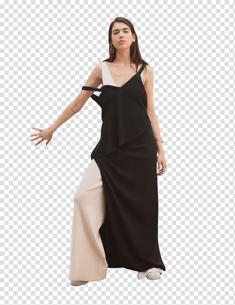 Dua Lipa, Dua Lipa wearing black spaghetti strap dress transparent background PNG clipart