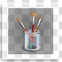 Aero Glass Icons, Aero Icon Paint, three paintbrushes in clear container transparent background PNG clipart