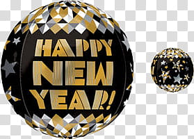 Happy New Year , black and gold happy new year! bauble art transparent background PNG clipart