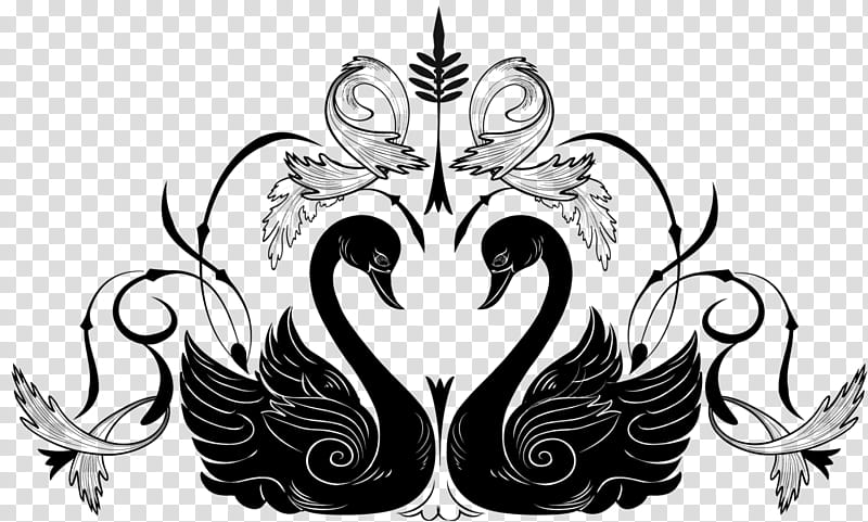 silhouette of swan couple graphic art transparent background PNG clipart