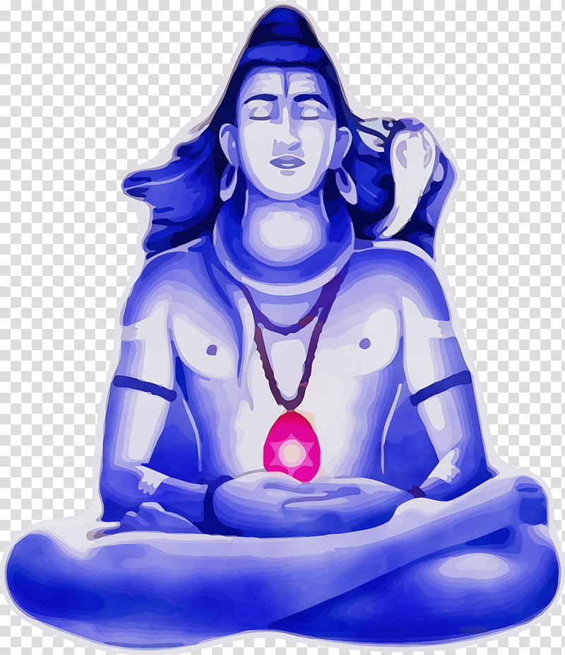 meditation sitting electric blue statue physical fitness, Maha Shivaratri, Happy Shivaratri, Lord Shiva, Watercolor, Paint, Wet Ink, Yoga transparent background PNG clipart