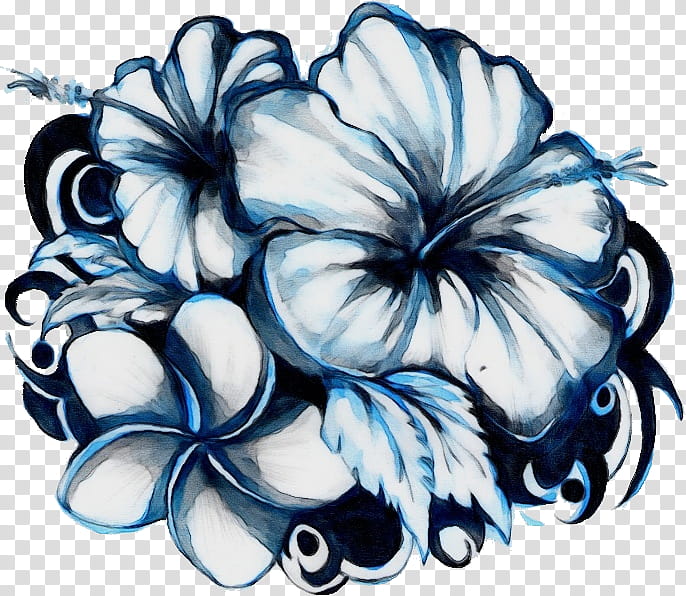 hawaiian hibiscus hibiscus plant flower petal, Watercolor, Paint, Wet Ink, Mallow Family, Blackandwhite, Morning Glory transparent background PNG clipart
