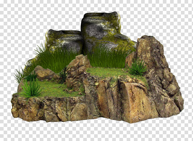 Grassy Rock, brown and green mountain transparent background PNG clipart