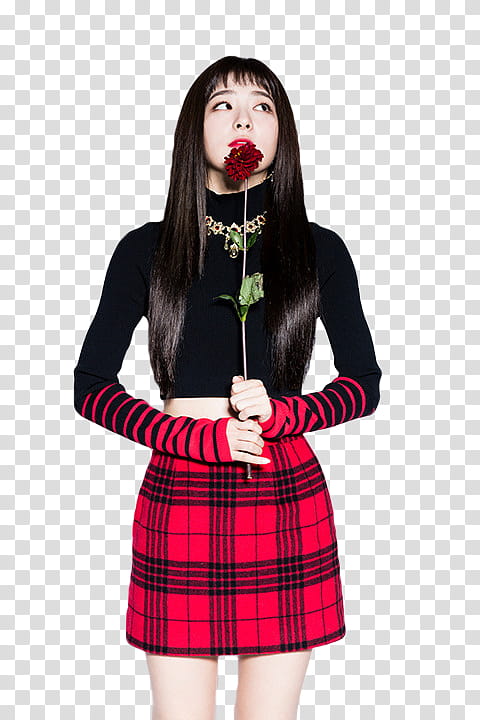 Red Velvet Reveluv Baby, woman holding flower transparent background PNG clipart