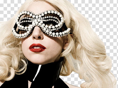 LADY GAGA , woman wearing black and gray mask transparent background PNG clipart