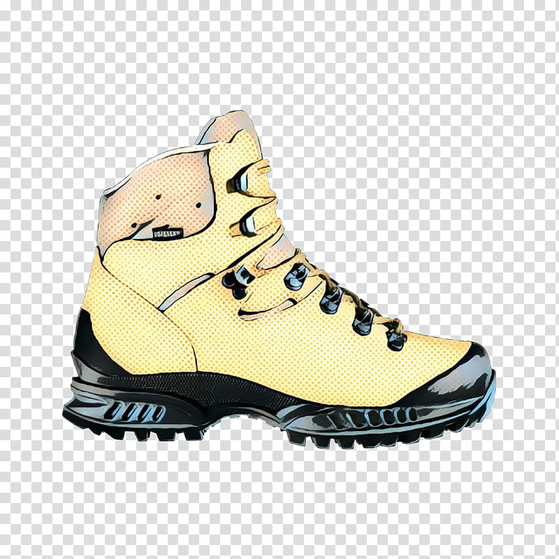 shoe footwear white yellow boot, Pop Art, Retro, Vintage, Hiking Boot, Outdoor Shoe, Steeltoe Boot, Beige transparent background PNG clipart