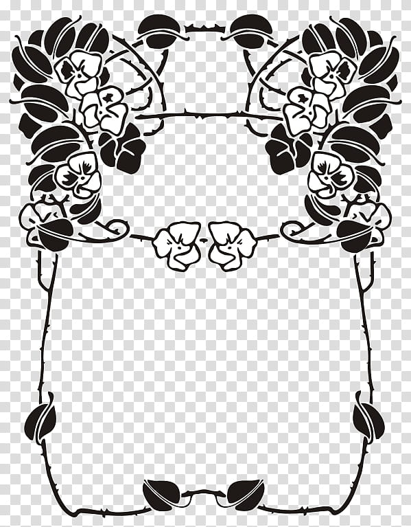 Black And White Flower, Art Nouveau, Vienna Secession, BORDERS AND FRAMES, Ornament, Art Deco, Artist, Black And White transparent background PNG clipart