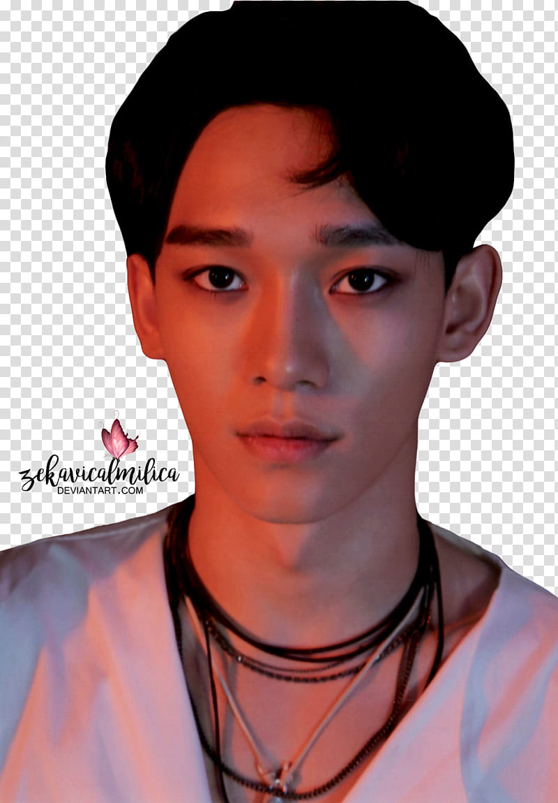 EXO Chen LOTTO, man wearing white V-neck shirt transparent background PNG clipart