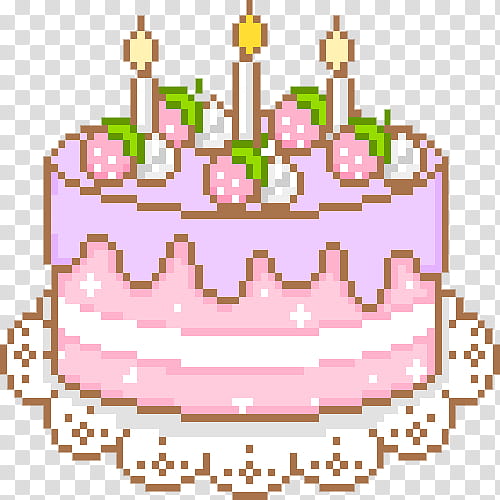 PIXEL KAWAII S, pink and purple icing-covered cake illustration transparent background PNG clipart