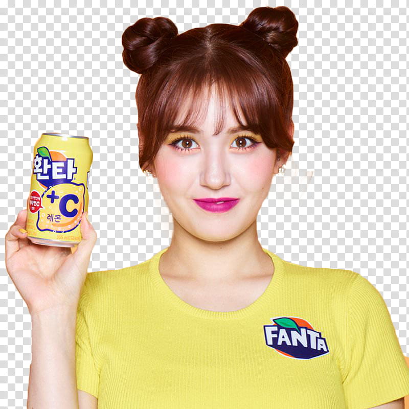 Somi FANTA, Twice member holding Fanta soda can transparent background PNG clipart