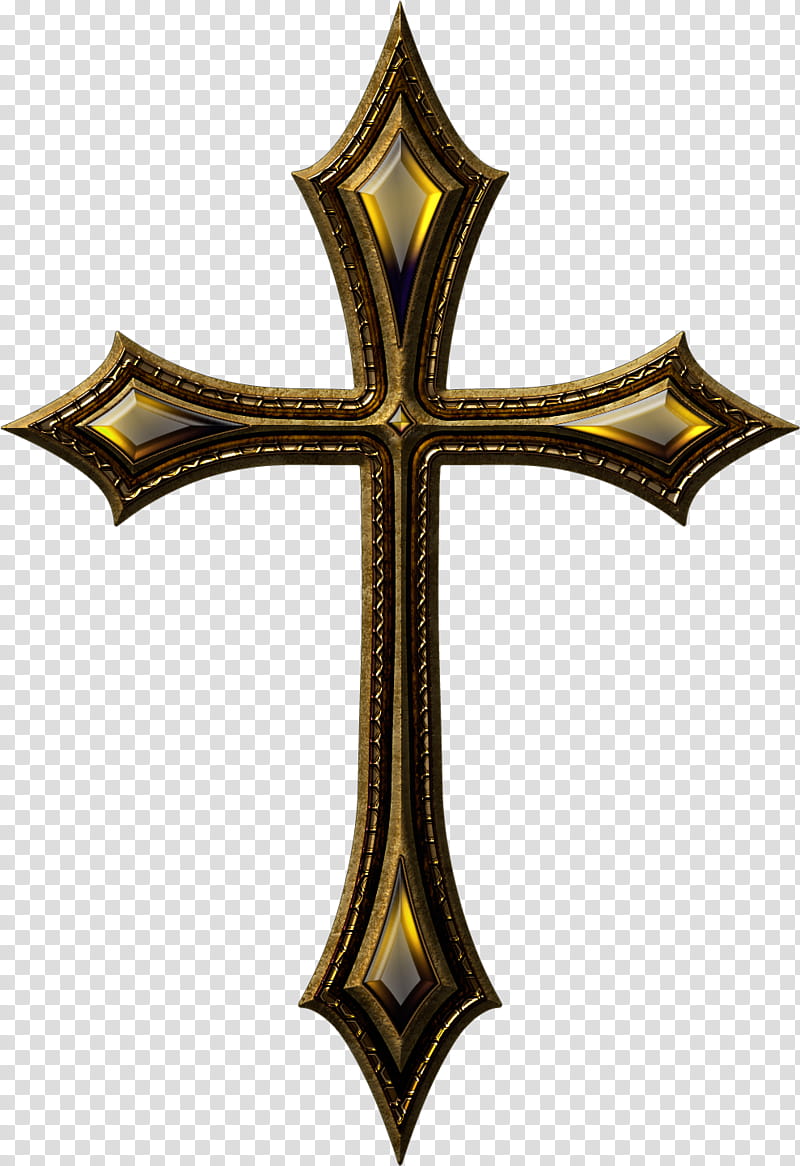 Gothic cross , gold-colored cross decor transparent background PNG clipart