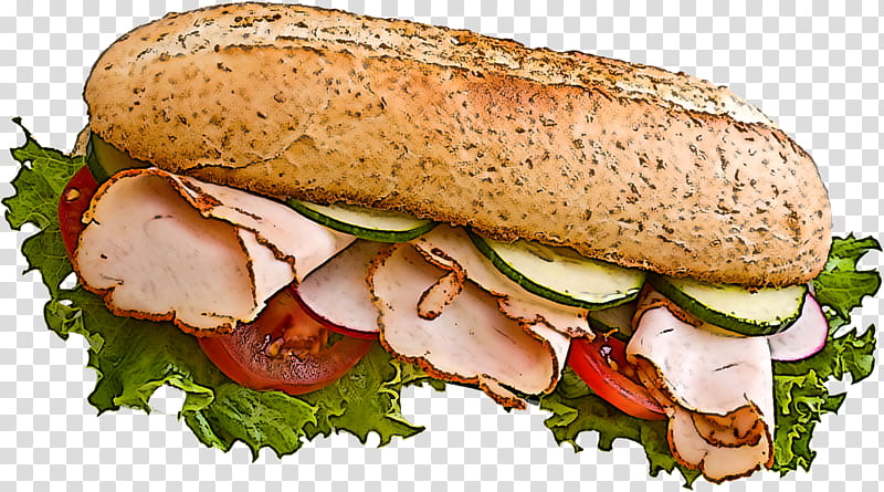 food dish cuisine submarine sandwich ingredient, Staple Food, Baguette, American Food, Turkey Ham, Fast Food, Bocadillo, Vegan Nutrition transparent background PNG clipart
