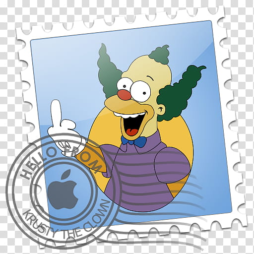 Mail From Krusty, clown illustration postage stamp transparent background PNG clipart