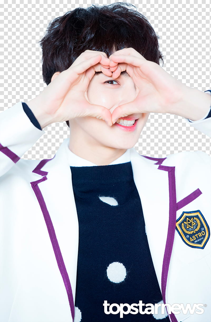 Eunwoo ASTRO, man doing heart hands transparent background PNG clipart