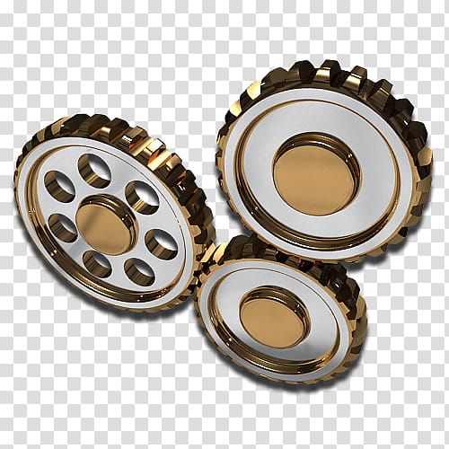 iconos en e ico zip, three gold-colored metal mechanical gears transparent background PNG clipart