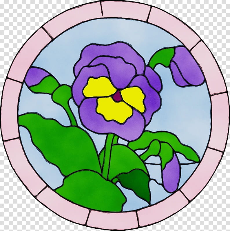 violet stained glass flower glass, Watercolor, Paint, Wet Ink, Plant, Morning Glory, Window, Petal transparent background PNG clipart
