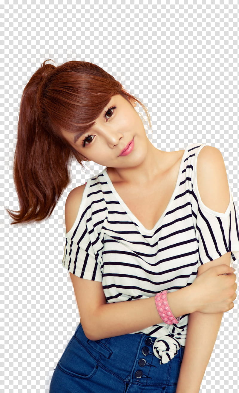 Soyeon T ara render, woman in black and white top transparent background PNG clipart