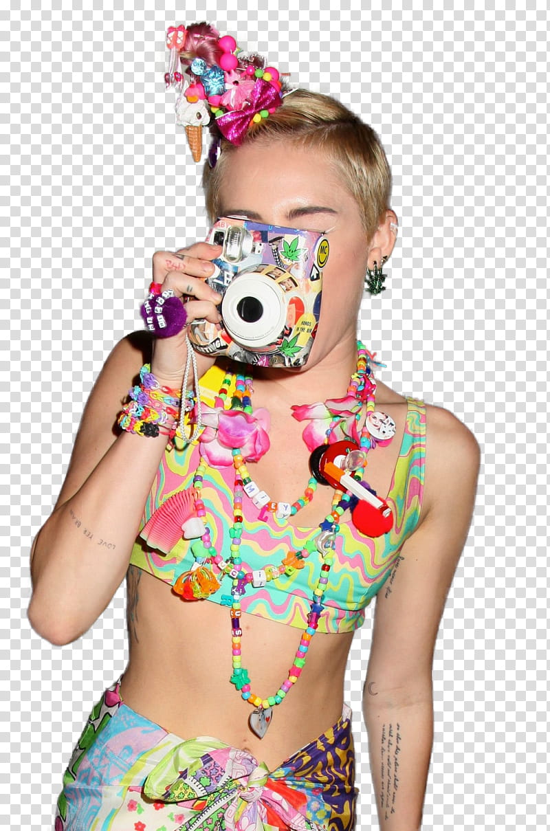 , woman wearing multicolored bikini holding instant camera transparent background PNG clipart