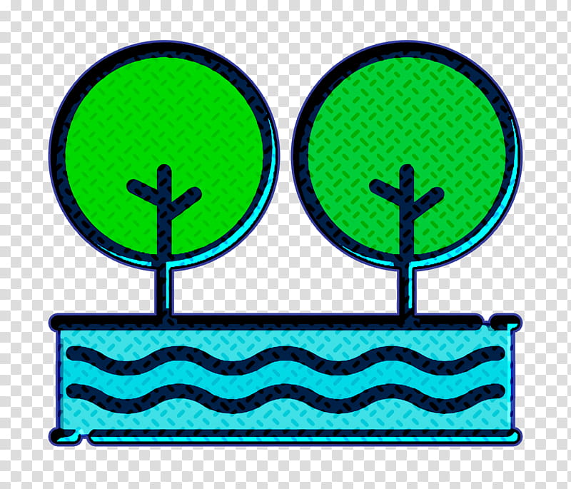 Nature icon Tree icon River icon, Green, Turquoise, Aqua, Electric Blue transparent background PNG clipart