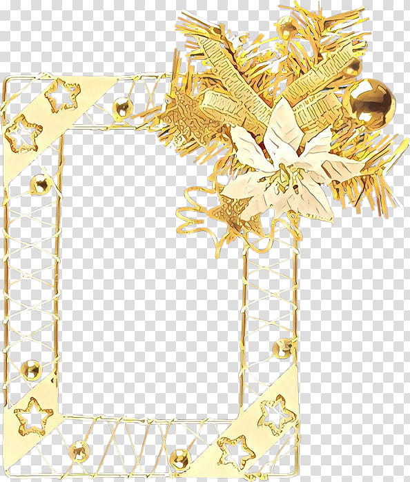 Christmas Frame, Cartoon, Christmas Ornament, Yellow, Frames, Flower, Christmas Day, Meter transparent background PNG clipart