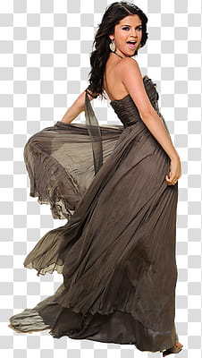 Selena Gomez, smiling Selena Gomez holding her dress transparent background PNG clipart