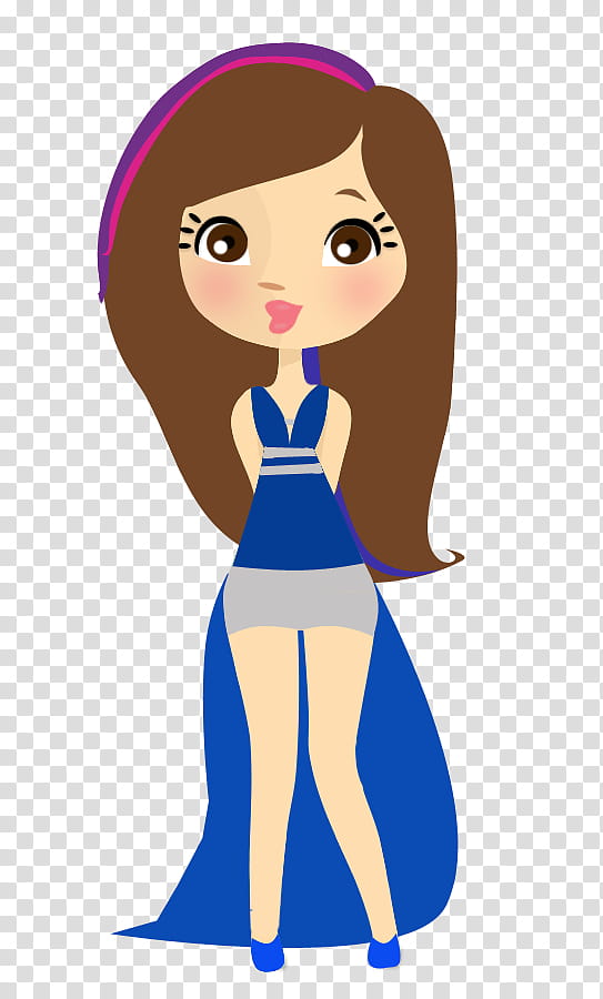 girl in blue dress illustration transparent background PNG clipart